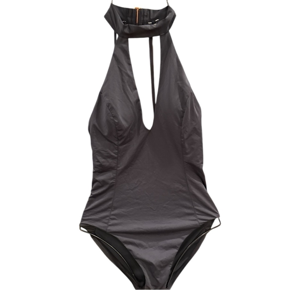 Laundry By Shelli Segal Black Halter One-Piece Swimsuit Sz S